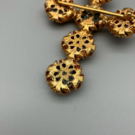 CHANEL (シャネル) ヴィンテージ カラーストーン グリポア ラインストーン クロス 十字架 ブローチ