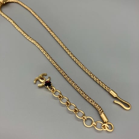 CHANEL (シャネル) ヴィンテージ カラーストーン グリポア パール ココマーク ネックレス