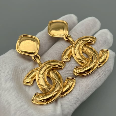 CHANEL (シャネル) ヴィンテージ マトラッセ デカココ ココマーク スイング イヤリング