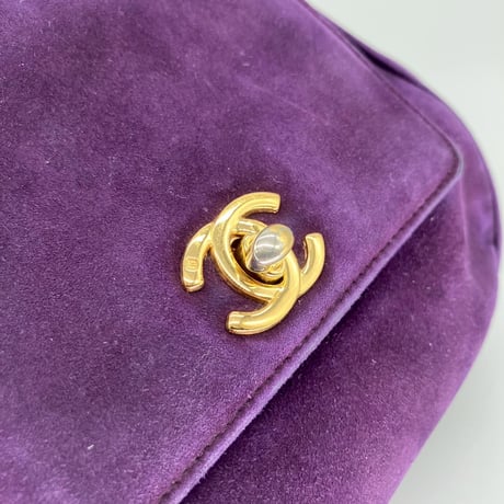 CHANEL (シャネル) ヴィンテージ スエード ツイスト ターンロック ココマーク ハンドバッグ