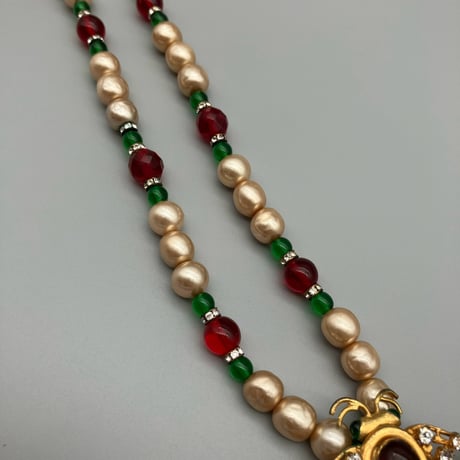 CHANEL (シャネル) ヴィンテージ グリポア カラーストーン ラインストーン パール バタフライ ネックレス