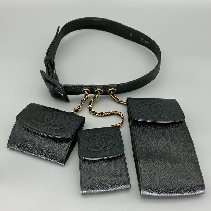 CHANEL (シャネル) ヴィンテージ キャビアスキン マルチポーチ
