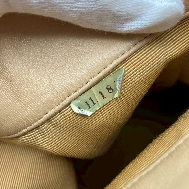 CHANEL (シャネル) ヴィンテージ ラムスキン ココマーク ベージュ 巾着