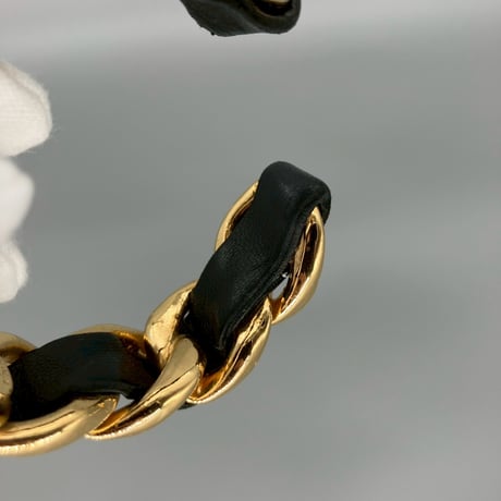 CHANEL (シャネル) ヴィンテージ レザー チェーン ブレスレット バングル