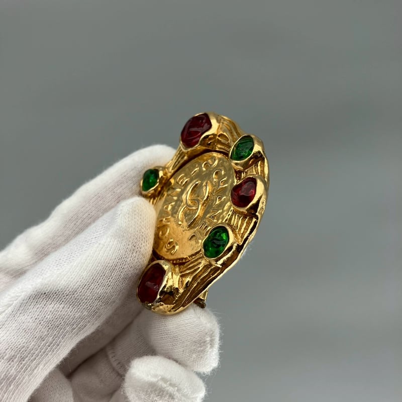 CHANEL (シャネル) ヴィンテージ カラーストーン グリポア ココマーク