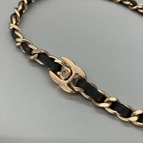 CHANEL (シャネル) ヴィンテージ ココマーク ターンロック レザー ネックレス チョーカー