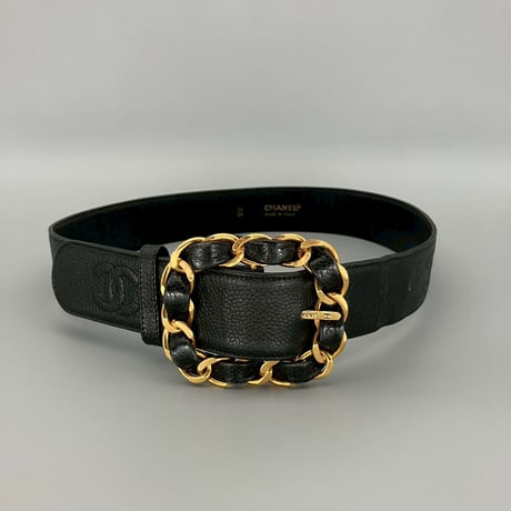 CHANEL (シャネル) ヴィンテージ キャビアスキン ココマーク ベルト