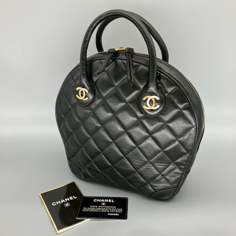 CHANEL (シャネル) ヴィンテージ パリ限定 マトラッセ ココマーク ラムスキン ハンドバッグ