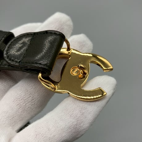 CHANEL (シャネル) ヴィンテージ ターンロック ココマーク ラムスキン ベルト