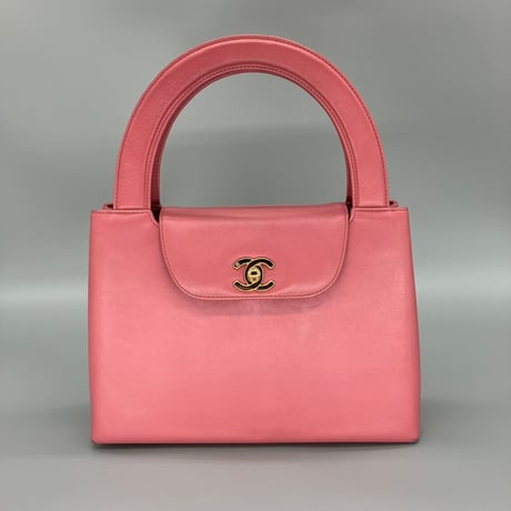 CHANEL (シャネル) ヴィンテージ ターンロック ココマーク ケリー ピンク ハンドバッグ