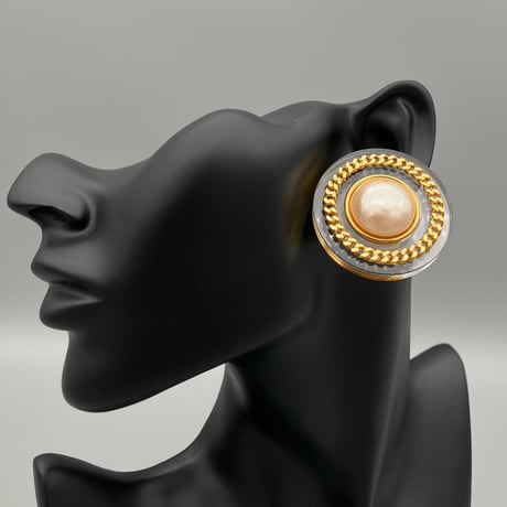 CHANEL (シャネル) ヴィンテージ パール チェーン ラウンド イヤリング