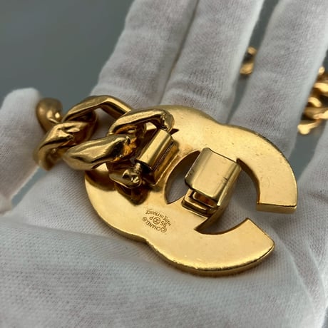 CHANEL (シャネル) ヴィンテージ デカココ ココマーク ラインストーン チェーンベルト