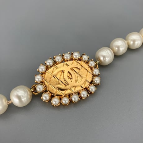 CHANEL (シャネル) ヴィンテージ マトラッセ ココマーク パール チェーンベルト