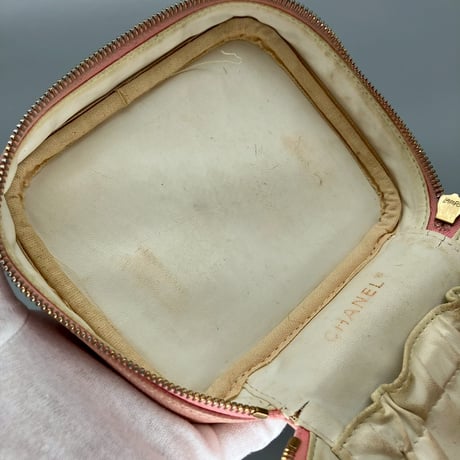 CHANEL (シャネル) ヴィンテージ デカココ ココマーク キャビアスキン ピンク ハンドバッグ バニティ