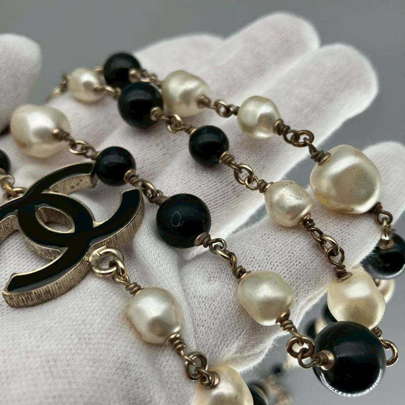 CHANEL (シャネル) ヴィンテージ ココマーク パール ロングネックレス