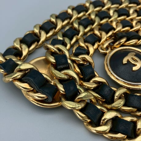 CHANEL (シャネル) ヴィンテージ ココマーク レザー チェーンベルト