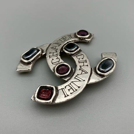 CHANEL (シャネル) ヴィンテージ 31 RUE CAMBON PARIS グリポア カラーストーン ココマーク ブローチ