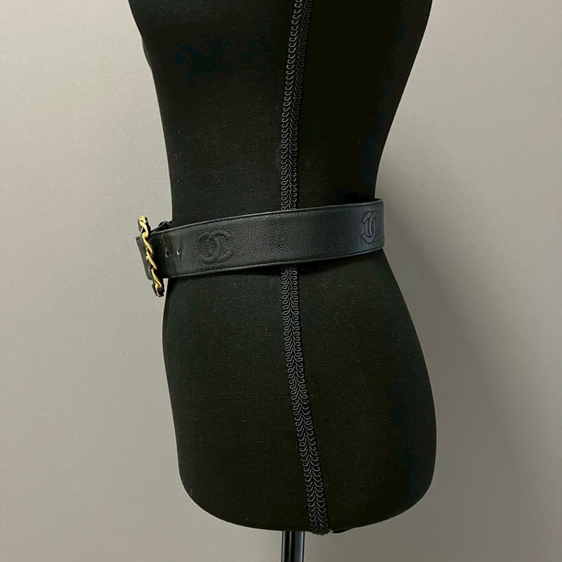 CHANEL (シャネル) ヴィンテージ キャビアスキン ココマーク ベルト