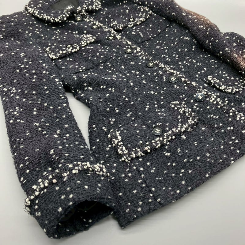 CHANEL (シャネル) ヴィンテージ ツイード 粉雪 ココボタン ジャケット