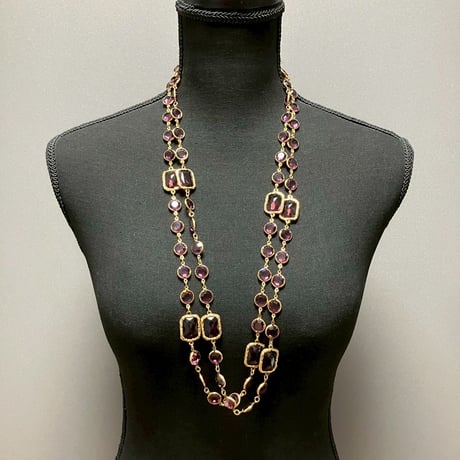 CHANEL (シャネル) ヴィンテージ ラインストーン ロングチェーン ネックレス