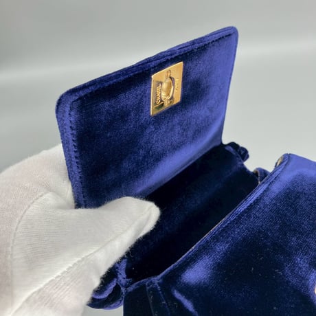 CHANEL (シャネル) ヴィンテージ ベロア ベルベット ツイスト ターンロック ココマーク ハンドバッグ