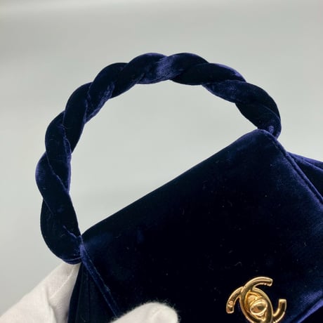 CHANEL (シャネル) ヴィンテージ ベロア ベルベット ツイスト ターンロック ココマーク ハンドバッグ