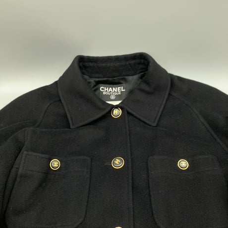 CHANEL (シャネル) ヴィンテージ ココボタン カシミア ベルト ジャケット コート