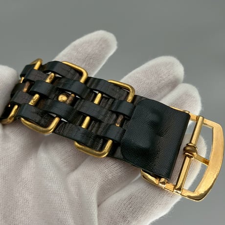 CHANEL (シャネル) ヴィンテージ ロゴ レザー チェーンブレスレット