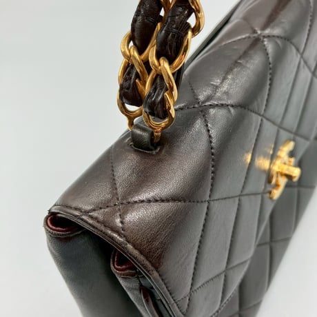 CHANEL (シャネル) ヴィンテージ マトラッセ ラムスキン ターンロック ココマーク ハンドバッグ