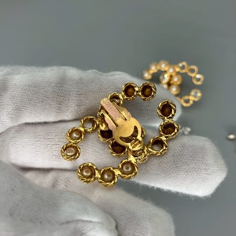 CHANEL (シャネル) ヴィンテージ デカココ ココマーク ラインストーン パール イヤリング