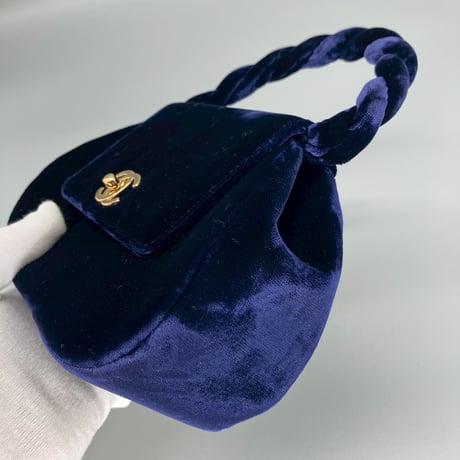 CHANEL (シャネル) ヴィンテージ ベロア ベルベット ツイスト ターンロック ココマーク ハンドバッグ