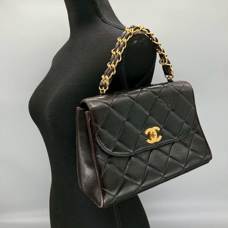 CHANEL (シャネル) ヴィンテージ マトラッセ ラムスキン ターンロック ココマーク ハンドバッグ
