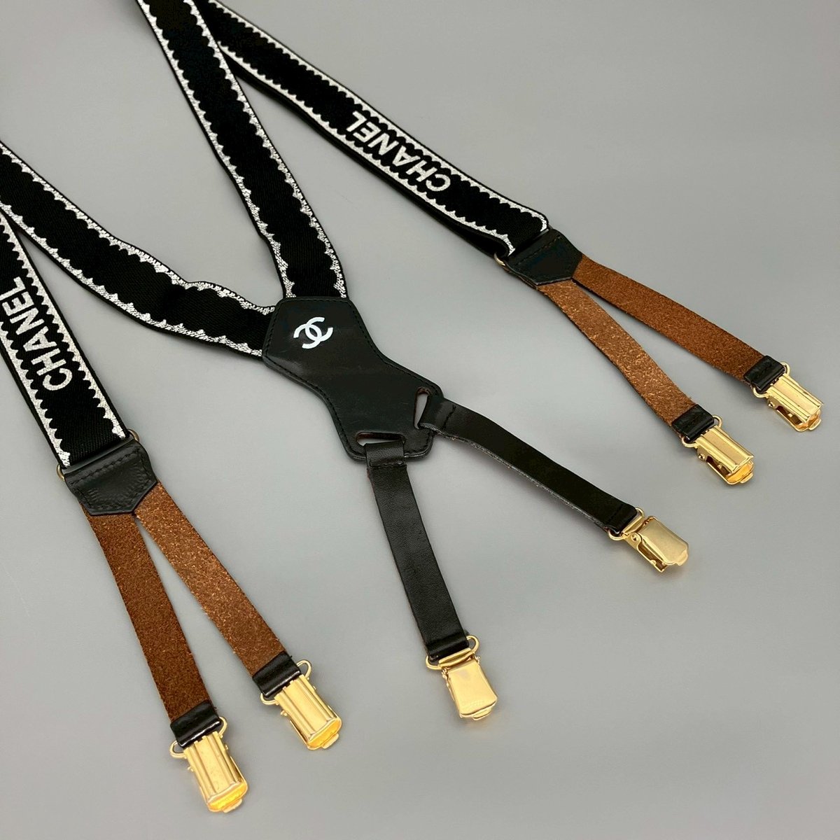 CHANEL (シャネル) ヴィンテージ ココマーク ロゴ サスペンダー