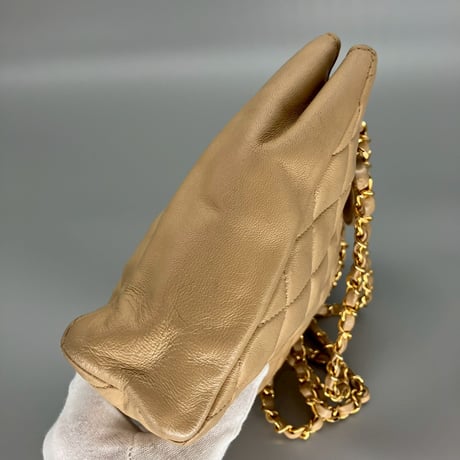 CHANEL (シャネル) ヴィンテージ マトラッセ ココマーク プッシュロック ベージュ ミニショルダーバッグ