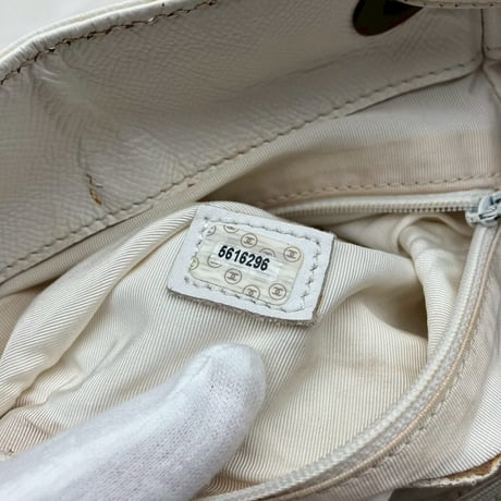 CHANEL (シャネル) ヴィンテージ べっ甲 ターンロック ココマーク ホワイト リュックサック バックパック