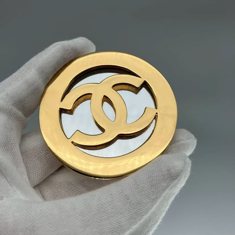 CHANEL (シャネル) ヴィンテージ デカココ ココマーク ミラー ラウンド ブローチ