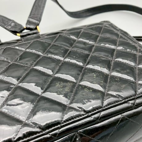 CHANEL (シャネル) ヴィンテージ ココマーク マトラッセ ターンロック パテントレザー エナメル リュックサック バックパック
