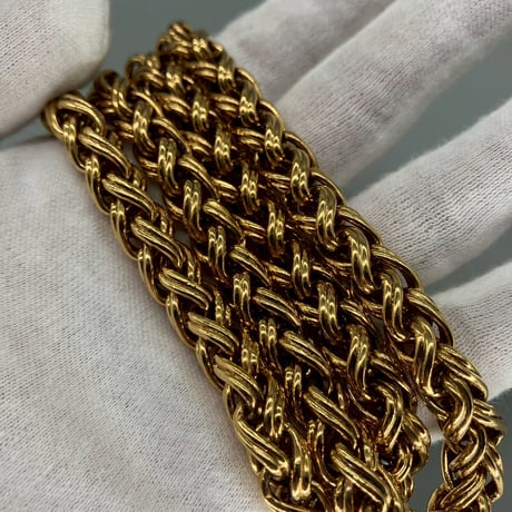 CHANEL (シャネル) ヴィンテージ カラーストーン グリポア フラワー パール ロングチェーン ネックレス