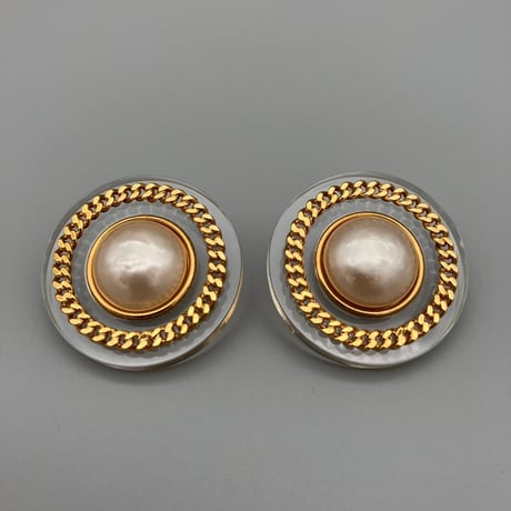CHANEL (シャネル) ヴィンテージ パール チェーン ラウンド イヤリング