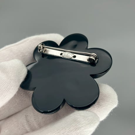 CHANEL (シャネル) ヴィンテージ カメリア ココマーク ブラック ブローチ