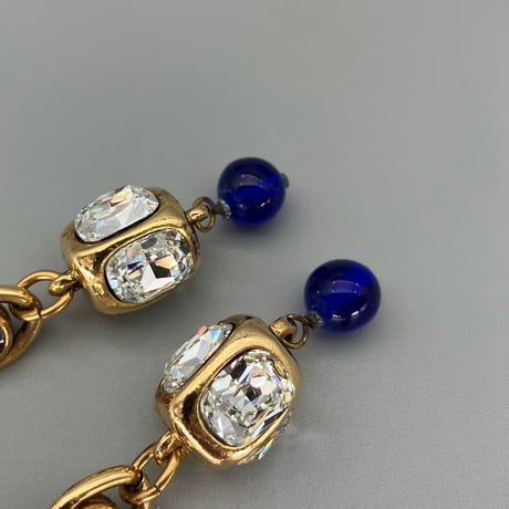 CHANEL (シャネル) ヴィンテージ カラーストーン グリポア ラインストーン スイング イヤリング
