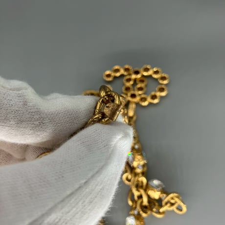 CHANEL (シャネル) ヴィンテージ ラインストーン デカココ ココマーク ロングチェーン ネックレス