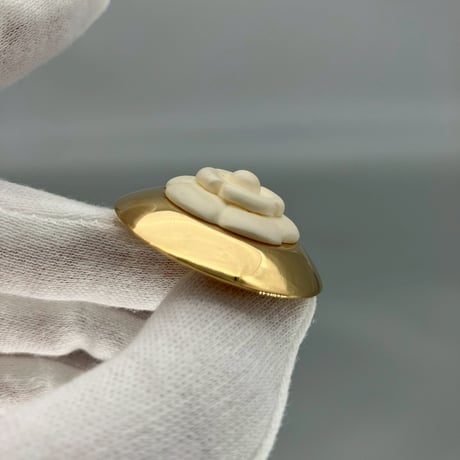 CHANEL (シャネル) ヴィンテージ カメリア ラウンド イヤリング