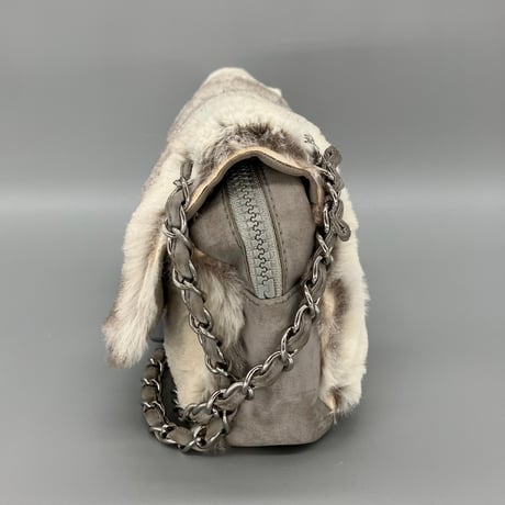 CHANEL (シャネル) ヴィンテージ スポーツライン ファー ココマーク ダブルチェーン ショルダーバッグ