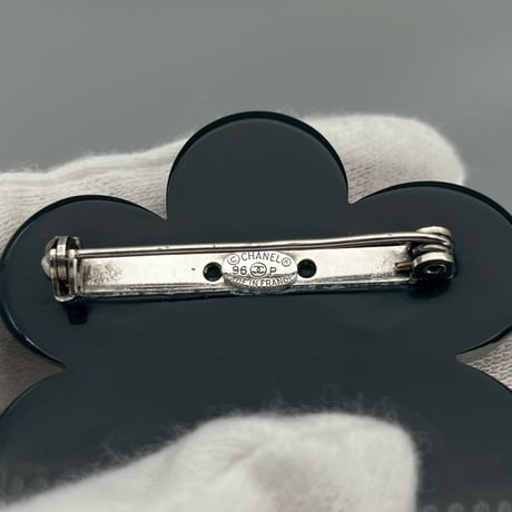 CHANEL (シャネル) ヴィンテージ カメリア ココマーク ブラック ブローチ