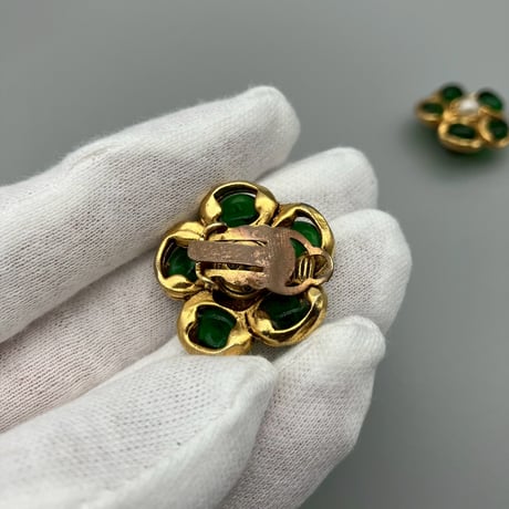 CHANEL (シャネル) ヴィンテージ グリポア カラーストーン パール イヤリング