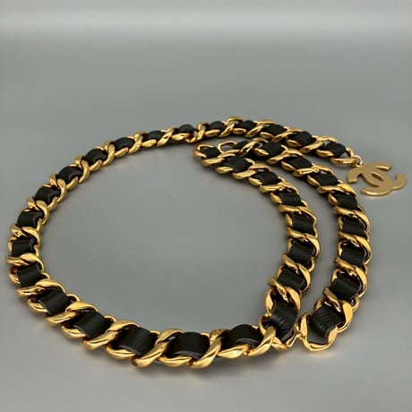 CHANEL (シャネル) ヴィンテージ デカココ ココマーク レザー チェーンベルト