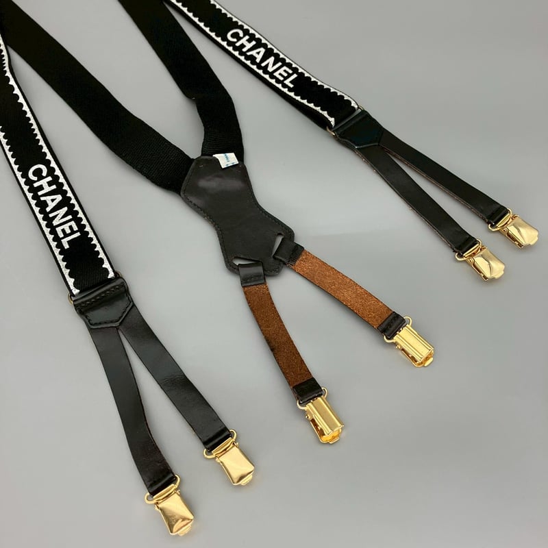 シャネル CHANEL ヴィンテージ サスペンダー レア シャネル CHANEL サスペンダー ロゴ ブラック ヴィンテージ レア