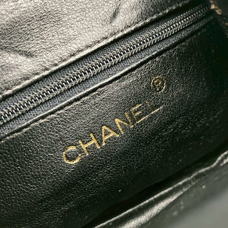 CHANEL (シャネル) ヴィンテージ ラムスキン がま口 ココマーク フリンジ ウエストバッグ