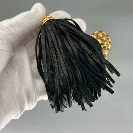 CHANEL (シャネル) ヴィンテージ ラムスキン がま口 ココマーク フリンジ ウエストバッグ